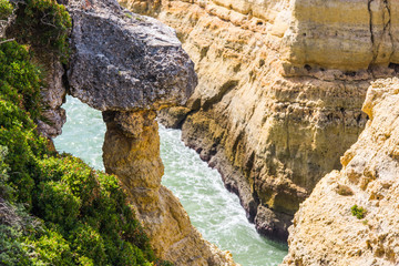 Rock formations on Algarve clifs in Portugal