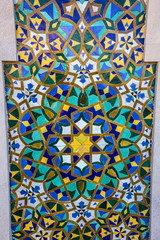 Moroccan mosaic tile, ceramic decoration of Hassan II Mosque, Casablanca, Morocco