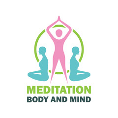 yoga body and mind meditation logo with text space for your slogan / tagline, vector illustration