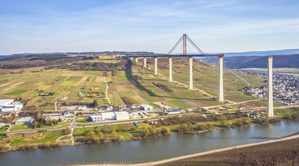 High Moselle Bridge construction side view over the Moselle vall