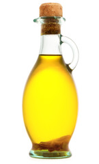 bottle of olive oil on a white background