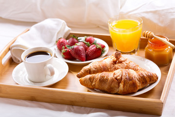 breakfast tray served in bed