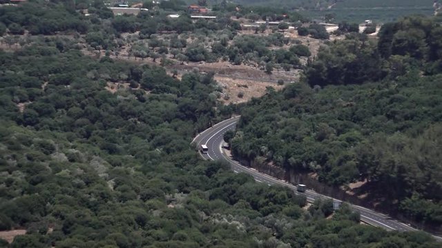 View of the mountains and the road.Upper Galilee. 