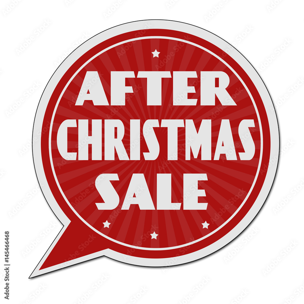 Poster After christmas sale red speech bubble label or sign