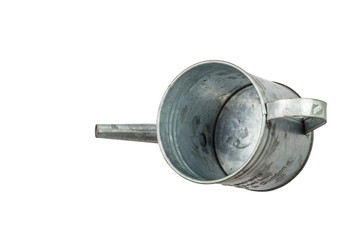 Isolated zinc watering can on white