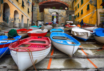 Fototapeta na wymiar traditional fishing boat in Nervi,Liguria,Italy