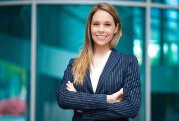 Smiling businesswoman outdoor