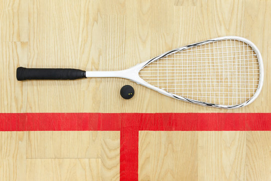 squash racket and ball top view