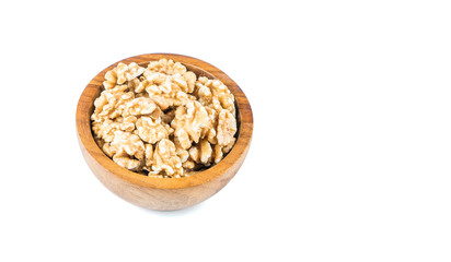 shelled walnuts on a white background