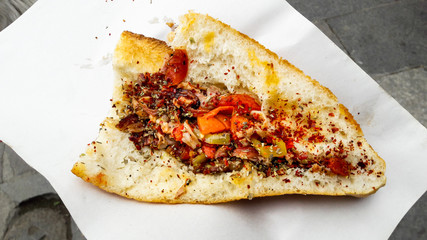 Turkish Street Food Kokorec made with sheep bowel.