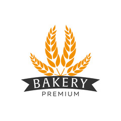 Bakery shop emblem, labels, logo and design elements. Fresh bread and wheat. Vector illustration.