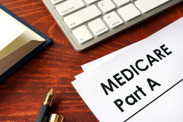 Document with title medicare part a. Medical insurance concept. - obrazy, fototapety, plakaty