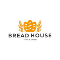 Bakery shop emblem, labels, logo and design elements. Loaf Fresh bread. Vector illustration.