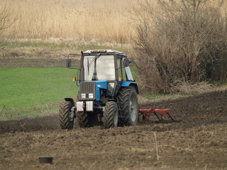 tractor in a field