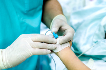 Establishment of a peripheral venous catheter for intravenous infusions.