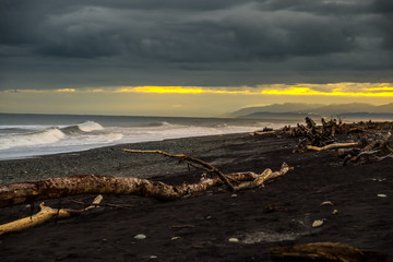 Sunrise at Hokitika on the West Coast of New Zealand's South Island.