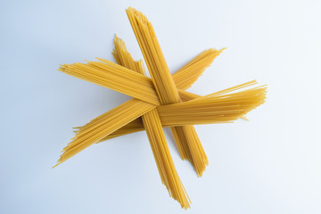spaghetti abstract top-view on white background