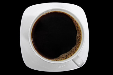 White cup of Cofee / Tea with saucer isolated on black background