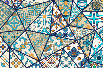 Vector decorative background. Mosaic patchwork pattern for design and fashion - 145474859