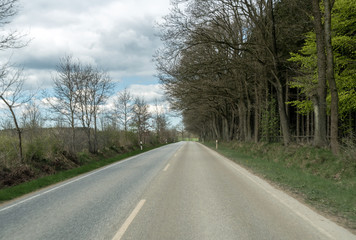 alleine auf einer schönen nebenstrasse im Frühling unterwegs