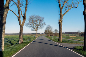 morgens alleine bei sch&ouml;nem wetter auf einer landstrasse unterwegs
