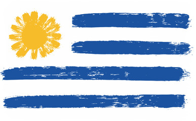 Fototapeta premium Uruguay Flag Vector Hand Painted with Rounded Brush