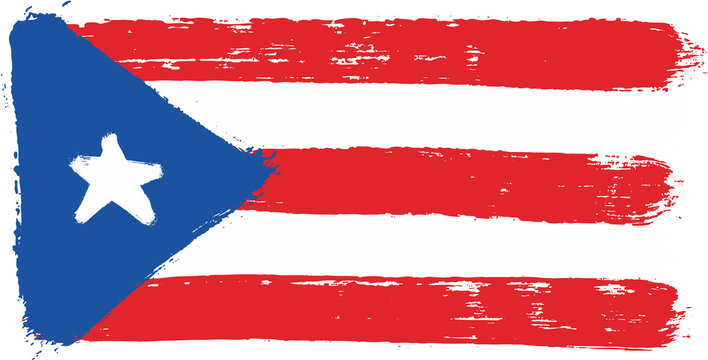 Puerto Rico Flag Vector Hand Painted with Rounded Brush