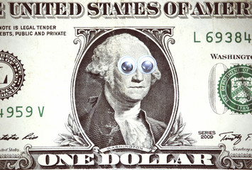 Portrait of Washington on a banknote
