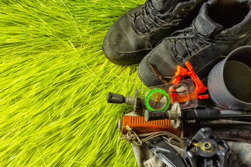 Trekking equipment and grass © bodu9