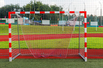Obraz premium Close up view on football gate