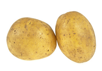 Two potatoes isolated on white background