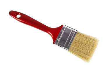 Red paintbrush isolated on a white background