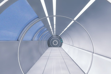 3d rendering. Futuristic background architecture corridor.