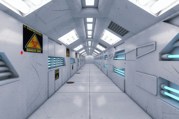 3d rendering. Futuristic background architecture corridor.