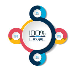 Infographic vector option banner with 4 steps. Color spheres, balls, bubbles. Infographic template.
