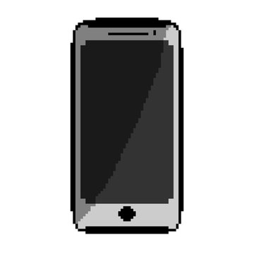 Vector  of smartphone grey color 8 bit pixel with shadow tone. EPS8 .