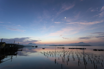 Beautiful sunrise landscape view of Samchong-tai in Phang-Nga,Thailand.