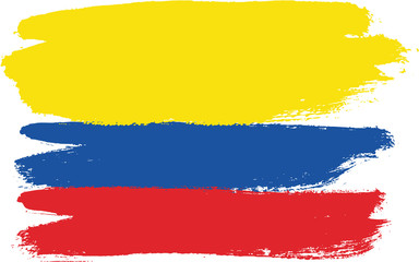 Colombia Flag Vector Hand Painted with Rounded Brush