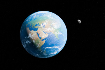 Fototapeta na wymiar Erde und Mond - Illustration