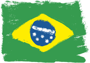 Brazil Flag Vector Hand Painted with Rounded Brush