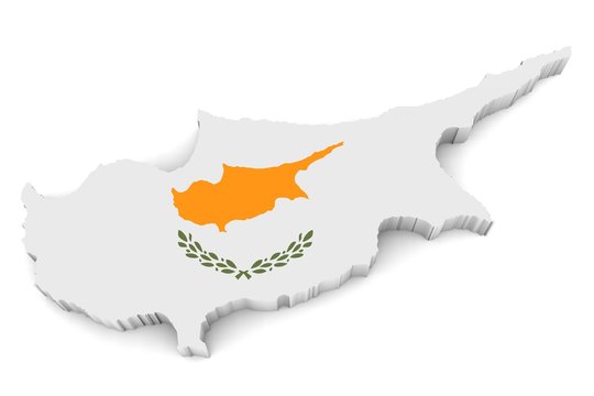 Country shape of Cyprus - 3D render of country borders filled with