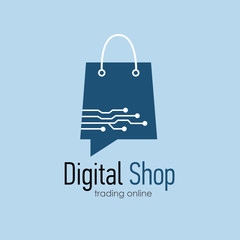 Digital shop logo design template