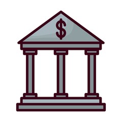 bank building icon over white background. vector illustration
