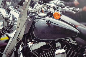 Fototapeta na wymiar tank classic motorcycle, protective windscreen and steering wheel