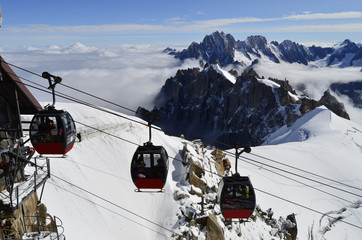 Cable cars in France alps