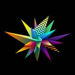 Abstract colorful 3d shape on a black background, eps10 vector