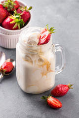 Vanilla Ice Cream with strawberry in bowl