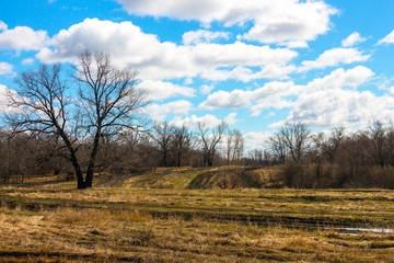 Spring landscape. Dirty spring road. Impassability and mudslides 6