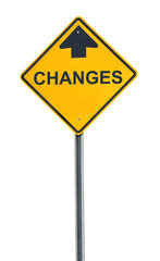 change ahead sign isolated on white background