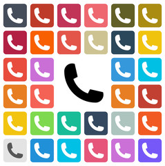 Vector modern phone icon set in button